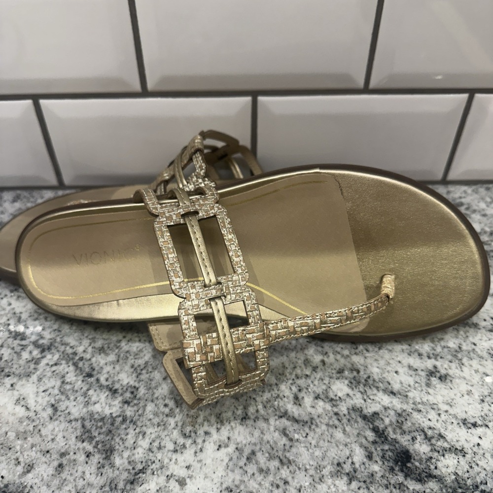 Vionic Alvana Gold Leather Thong Flat‎ Sandals Women's 8.5 Comfort Arch Support - Picture 5 of 7